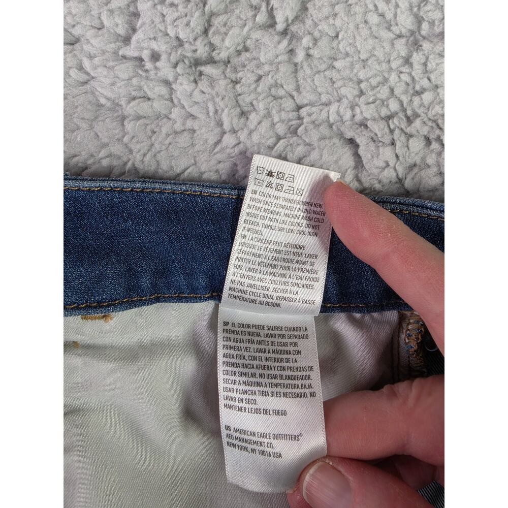 American Eagle Curvy Hi Rise Jegging Crop Jeans Raw Chewed Distressed 14 Long - Picture 11 of 14